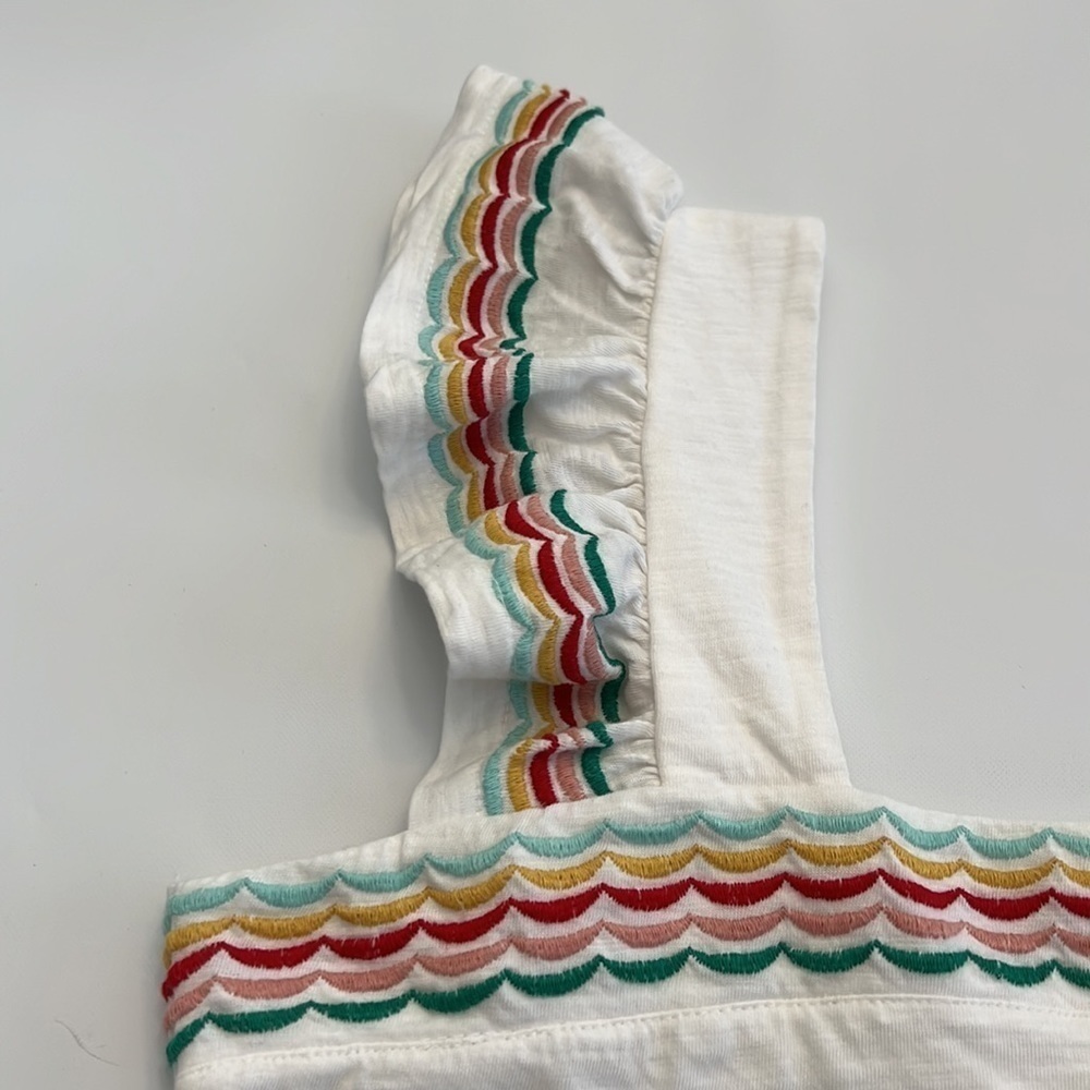 ST. John’s Bay white square neck multi- color edge ruffle sleeve tank size M NWT - Picture 12 of 12